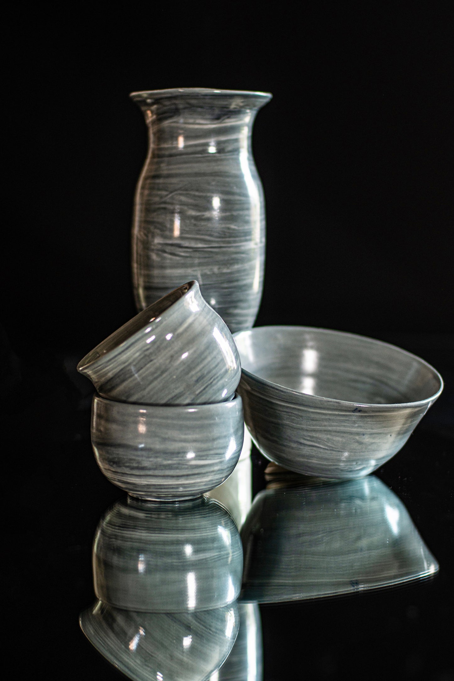 Blue porcelain marble bowl