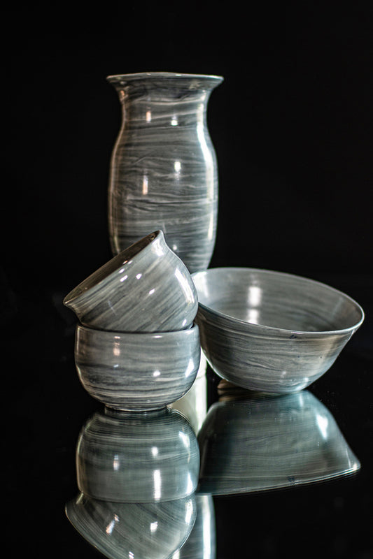 Blue porcelain marble bowl