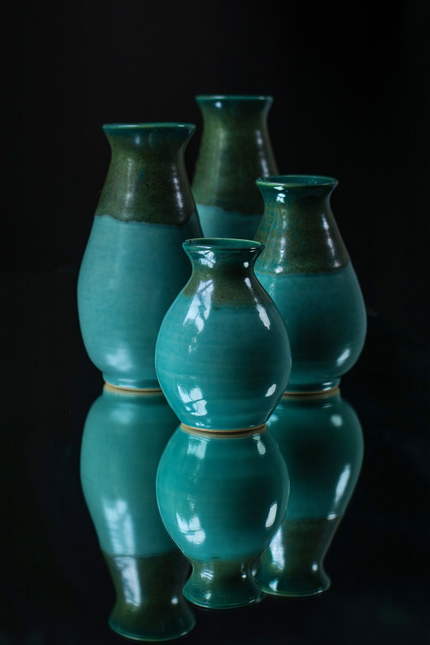 EXTRA LARGE Turquoise oribe vases