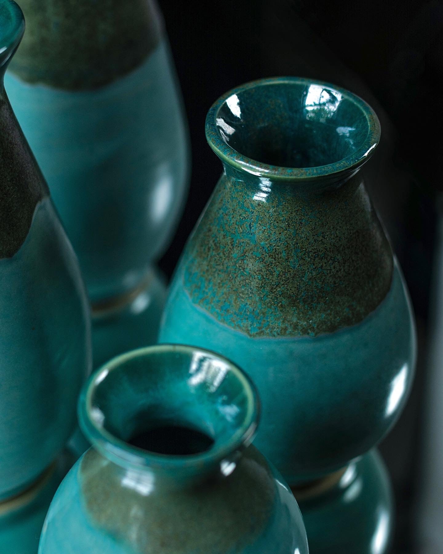 EXTRA LARGE Turquoise oribe vases