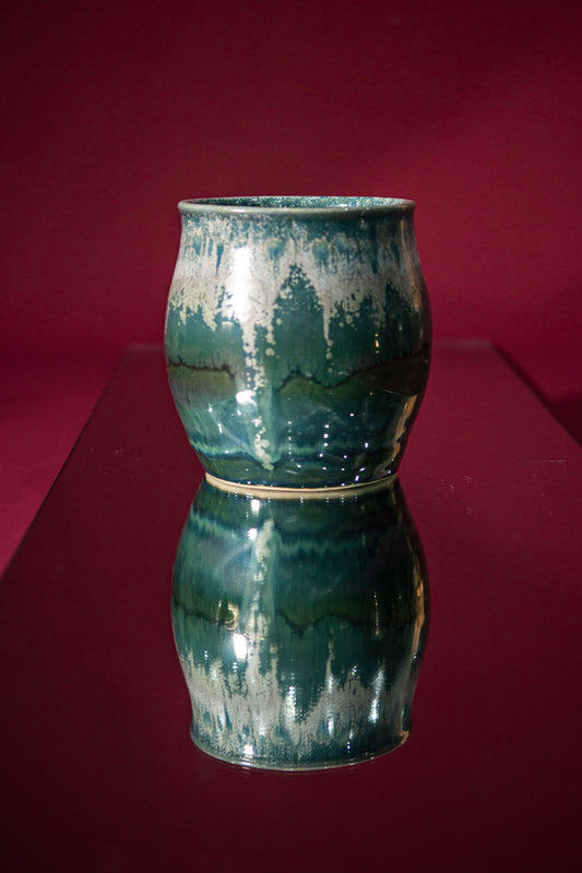Crystals moss green plant pot