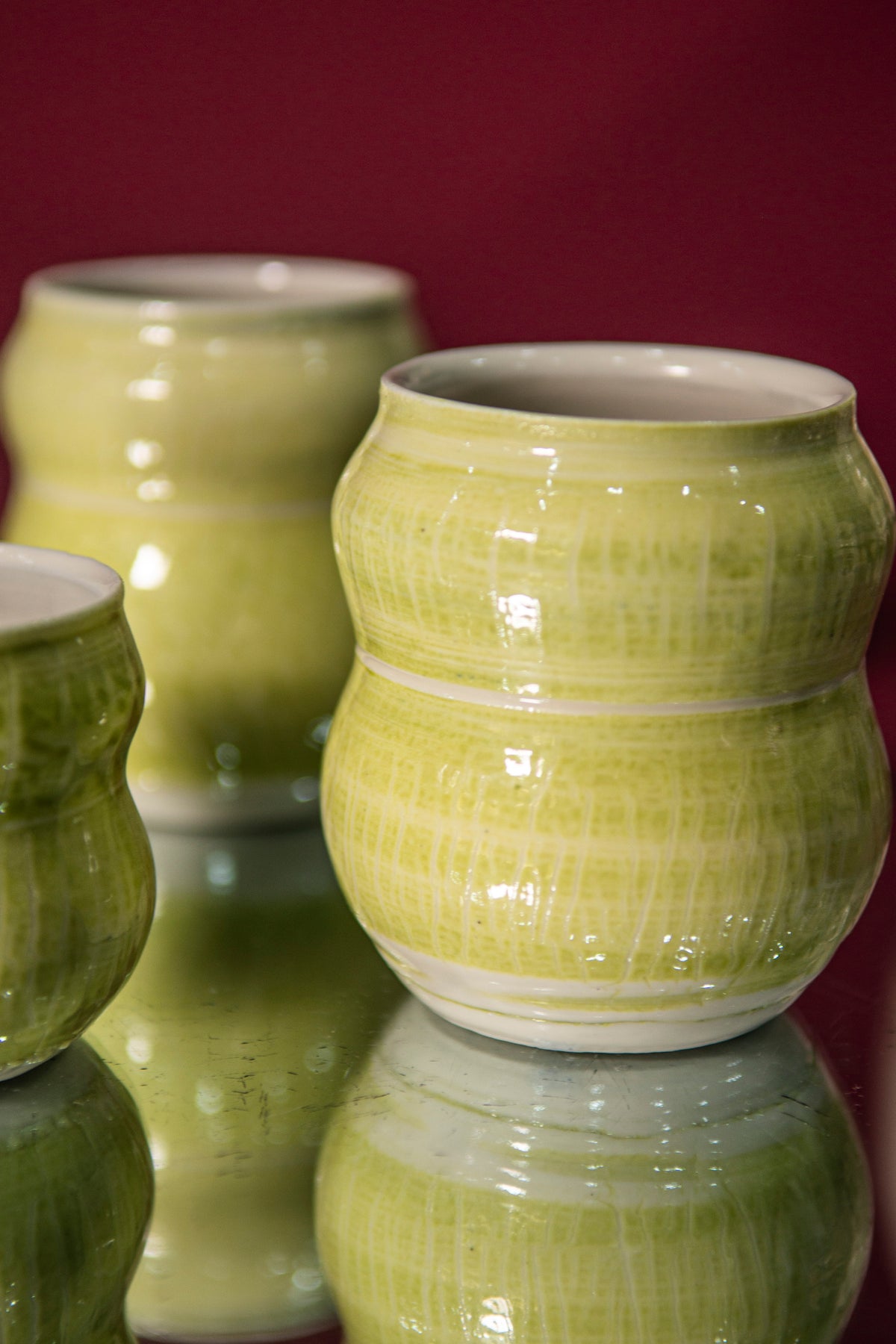 Set of 4 lime green cups