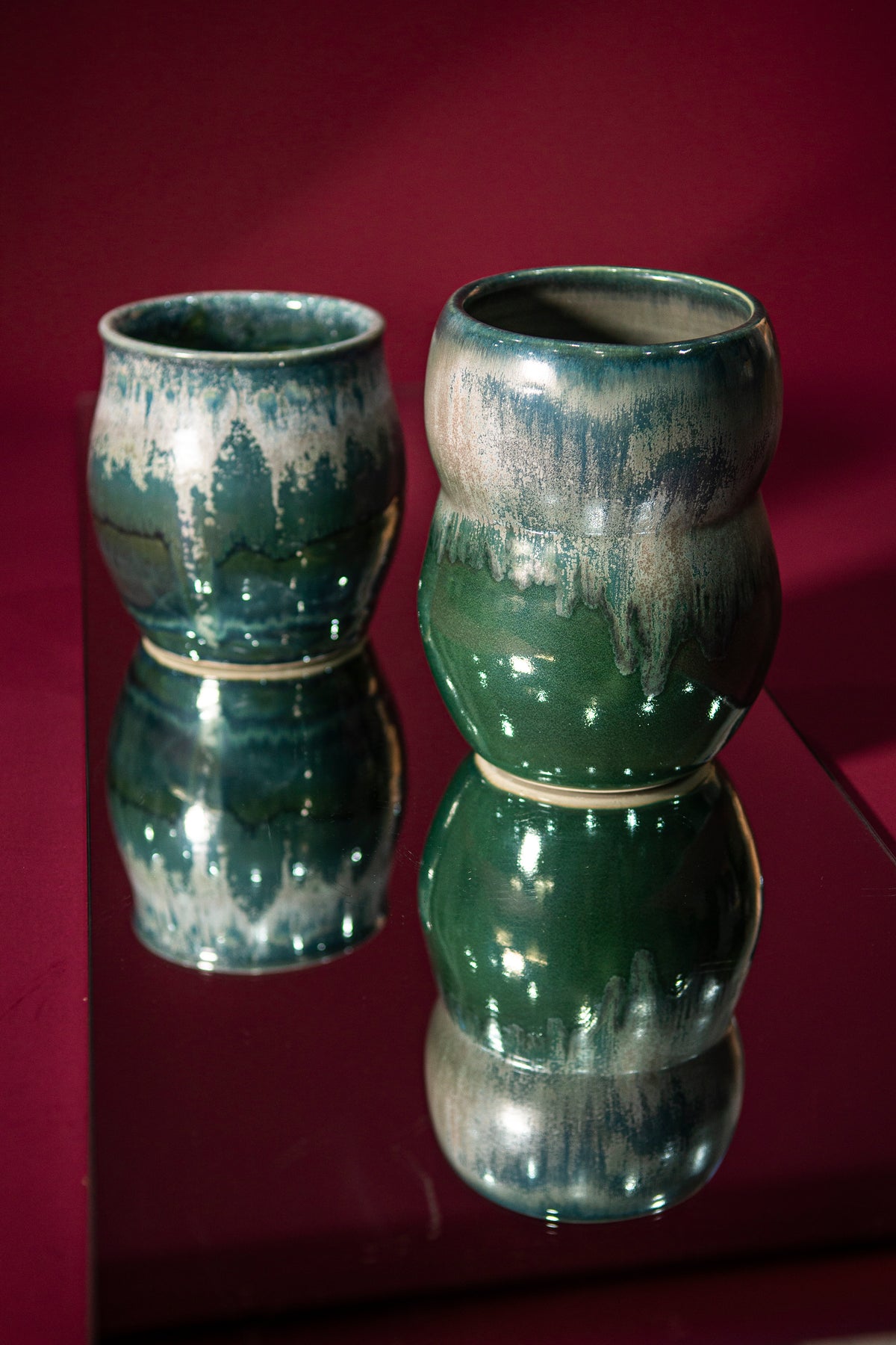 Crystal moss green flower vase