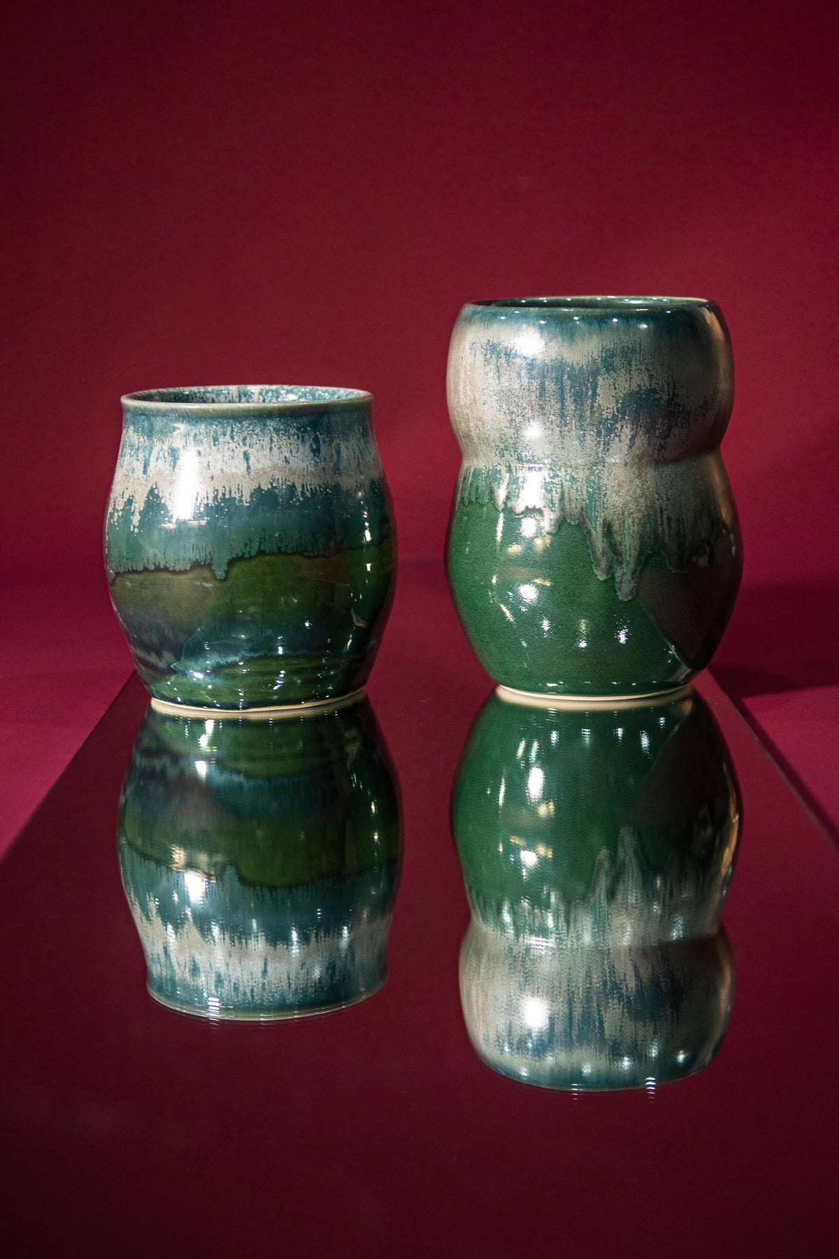 Crystal moss green flower vase