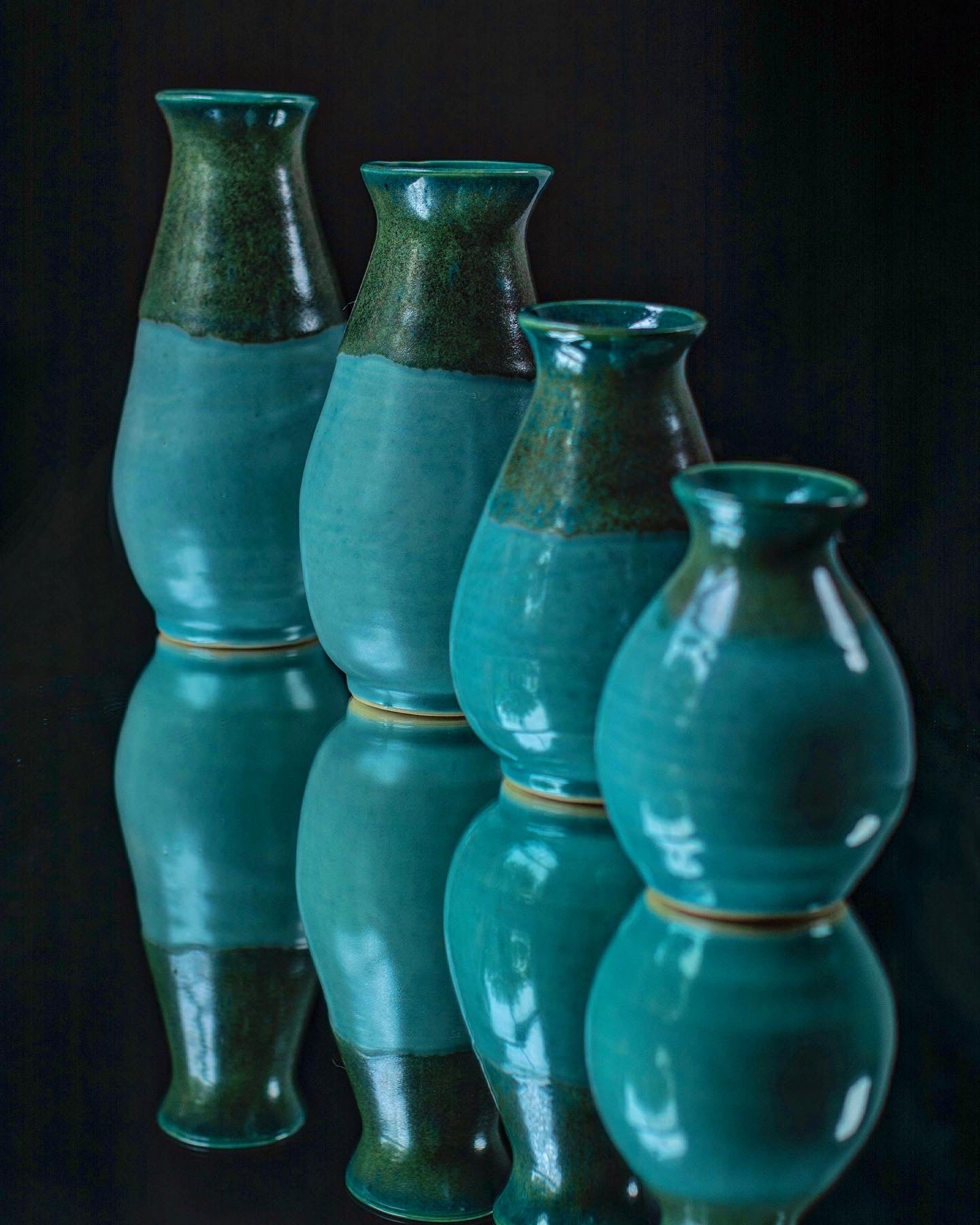 EXTRA LARGE Turquoise oribe vases