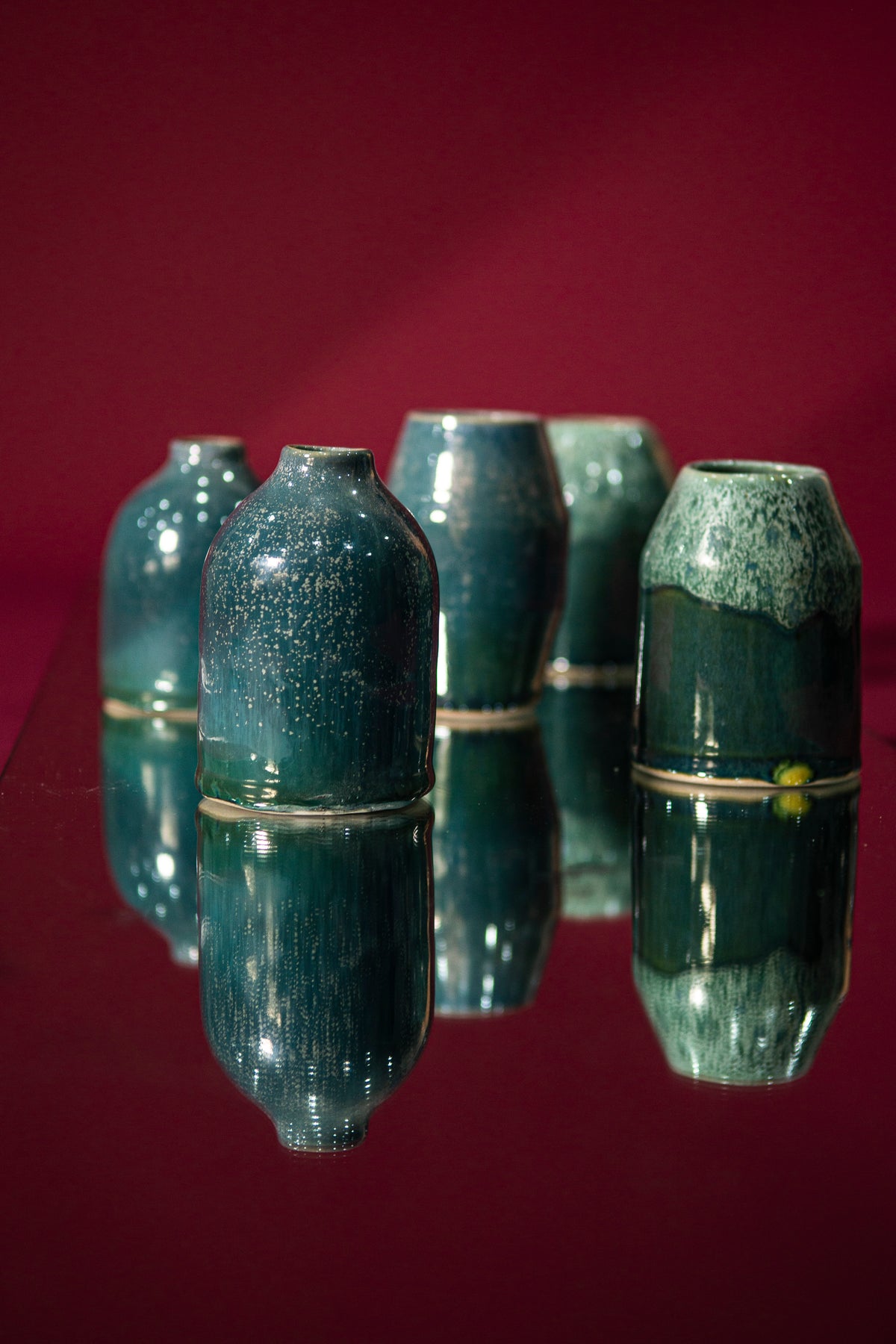 Pair of mini vases or candle holders Blue