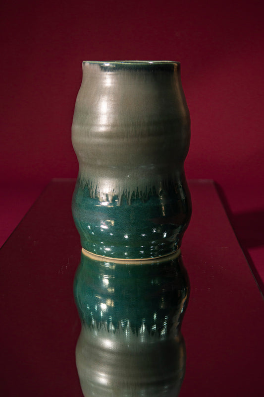 Large moss green flower vase
