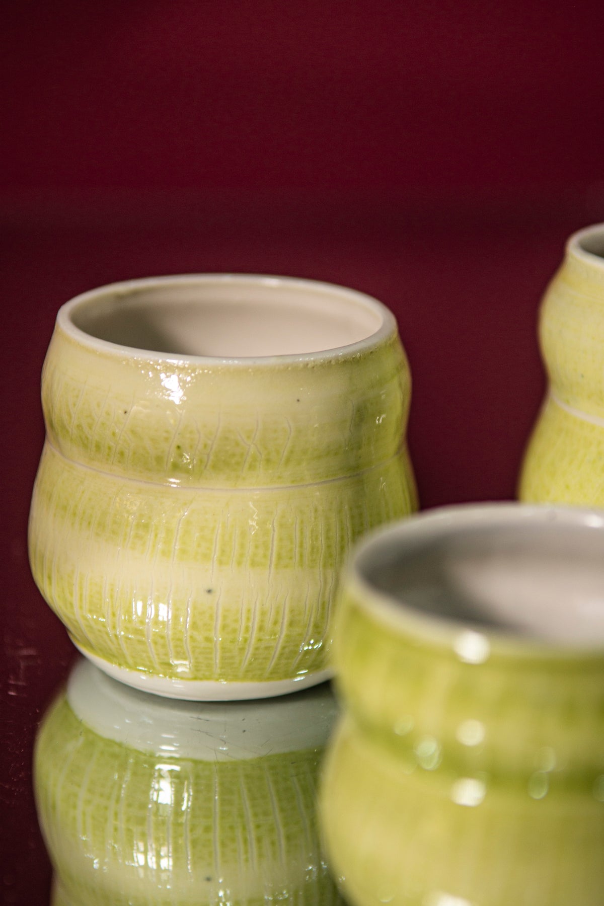 Set of 4 lime green cups