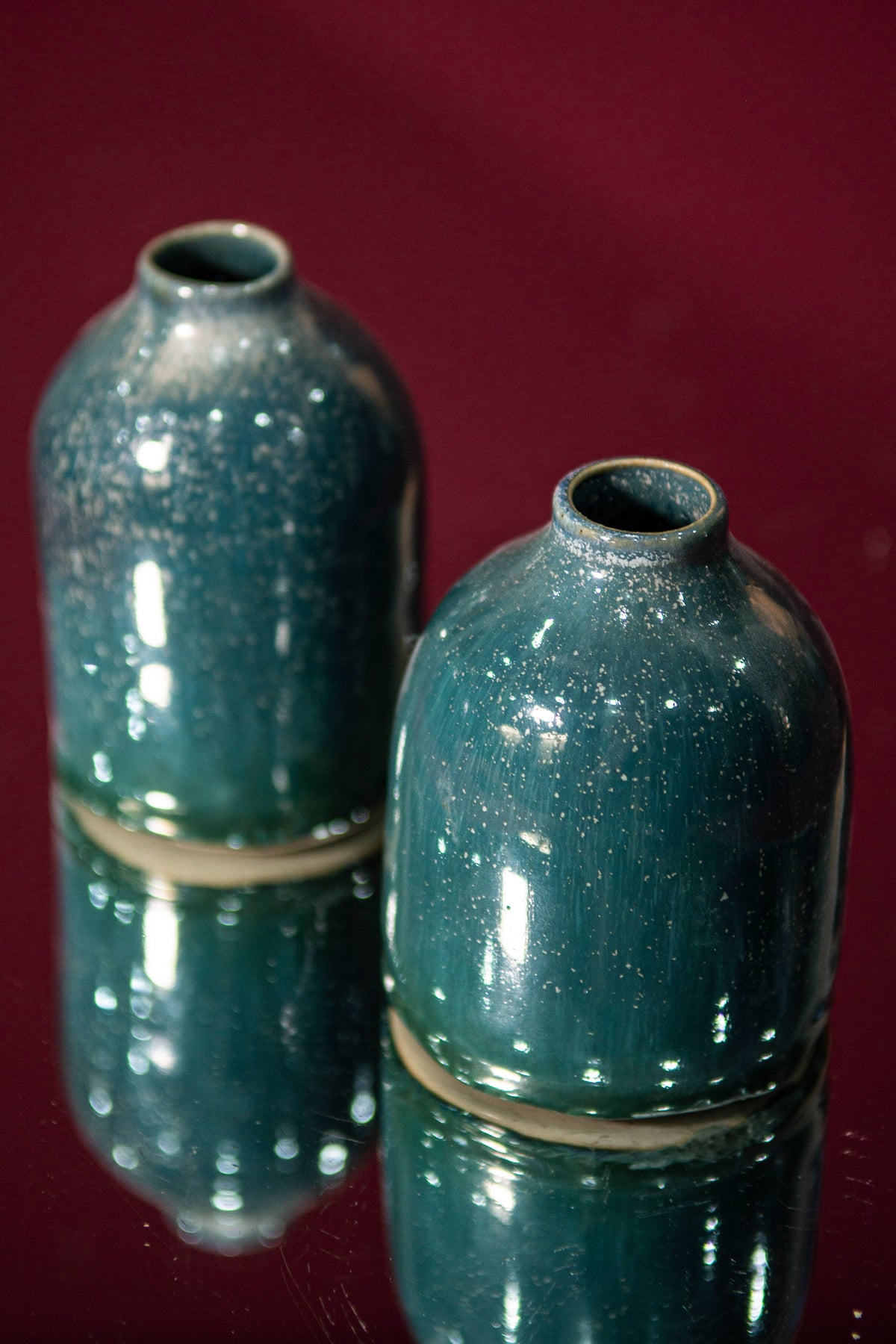 Pair of mini vases or candle holders Blue