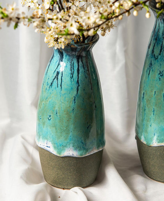 EXTRA LARGE  turquoise flower vase