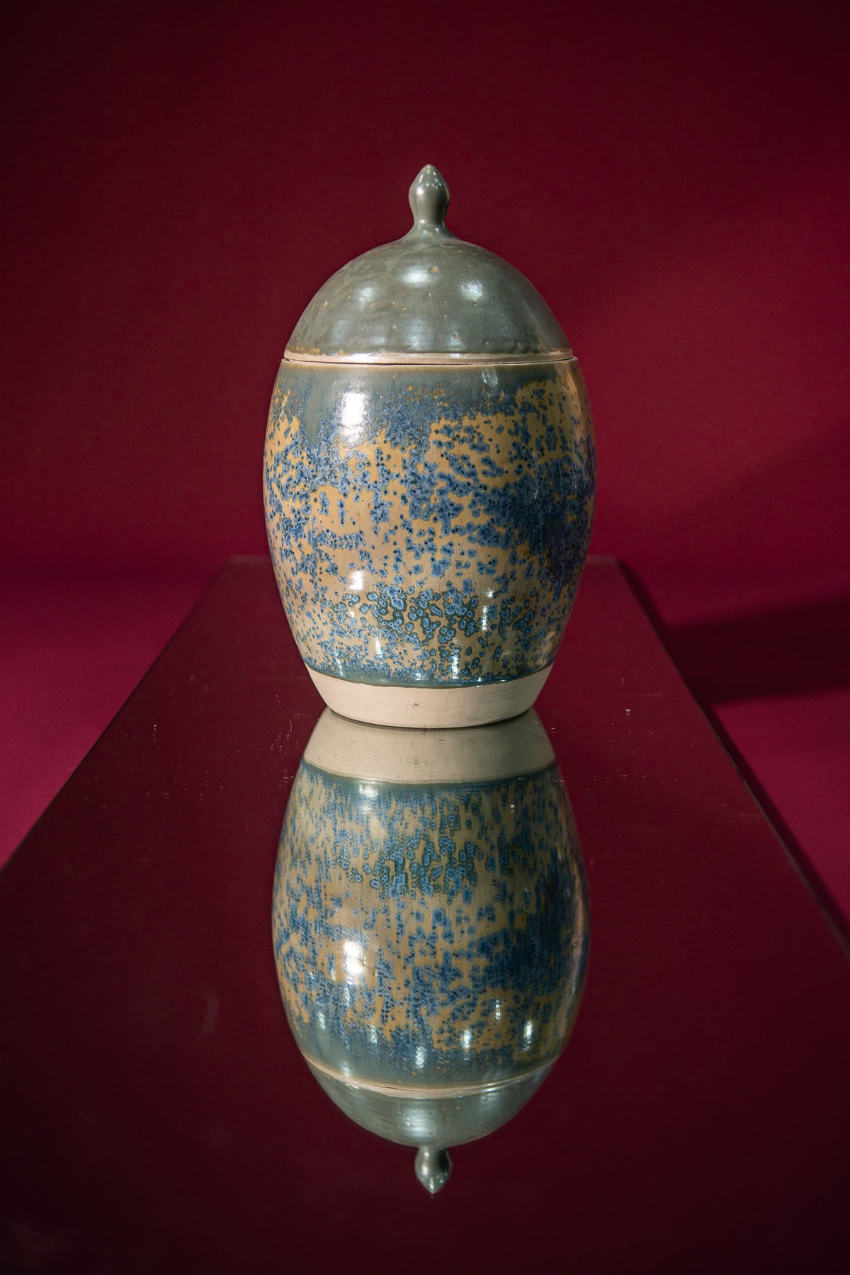Large Blue crystals Lidded jar