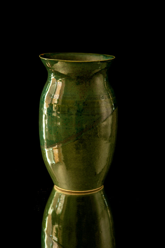 MEDIUM green moss vase