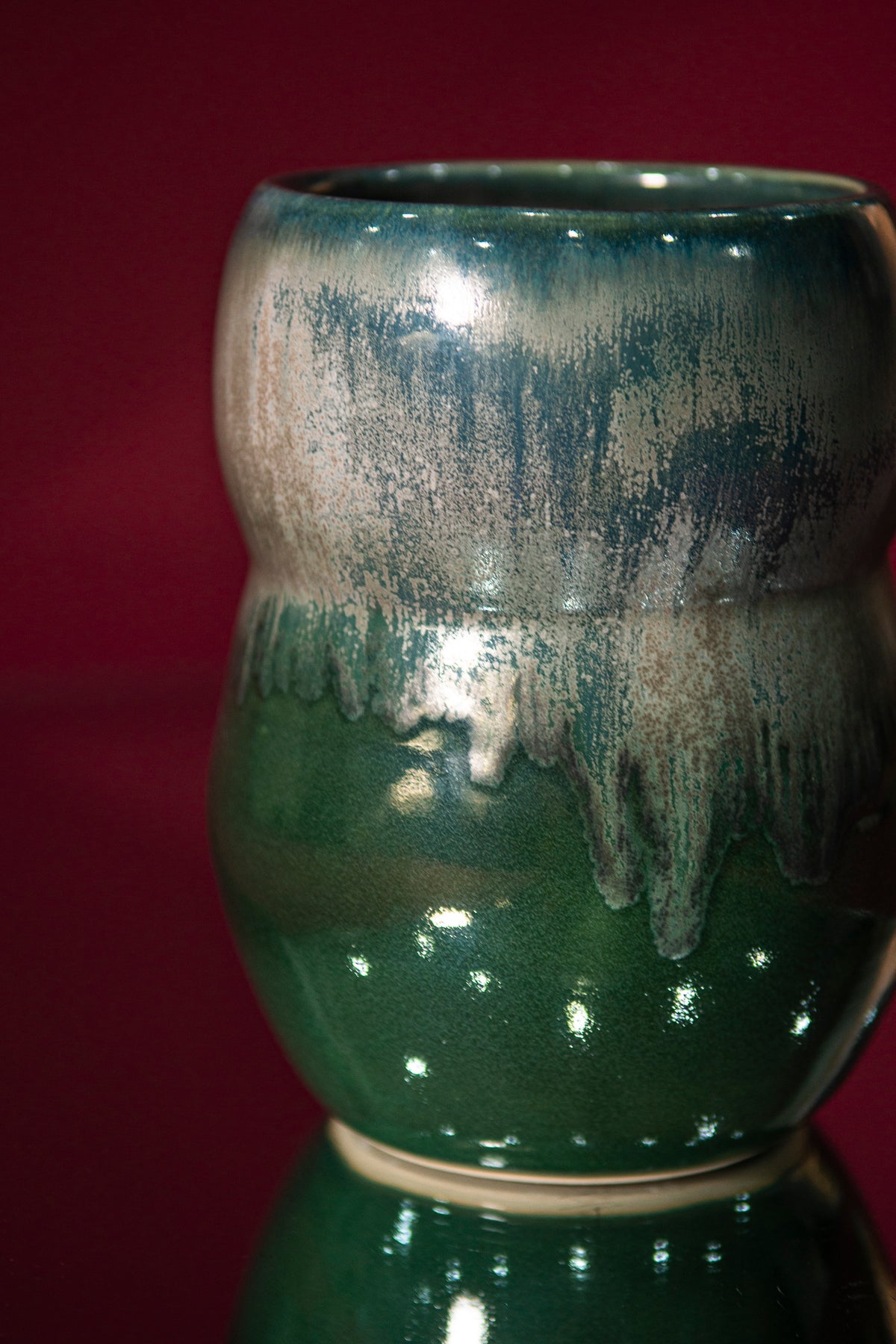 Crystal moss green flower vase