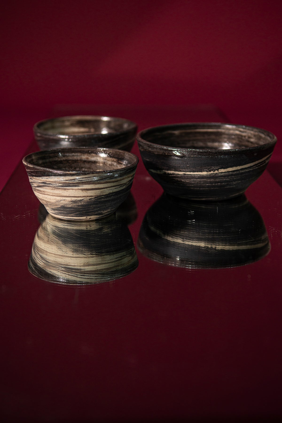 Set of 3 marble bowls