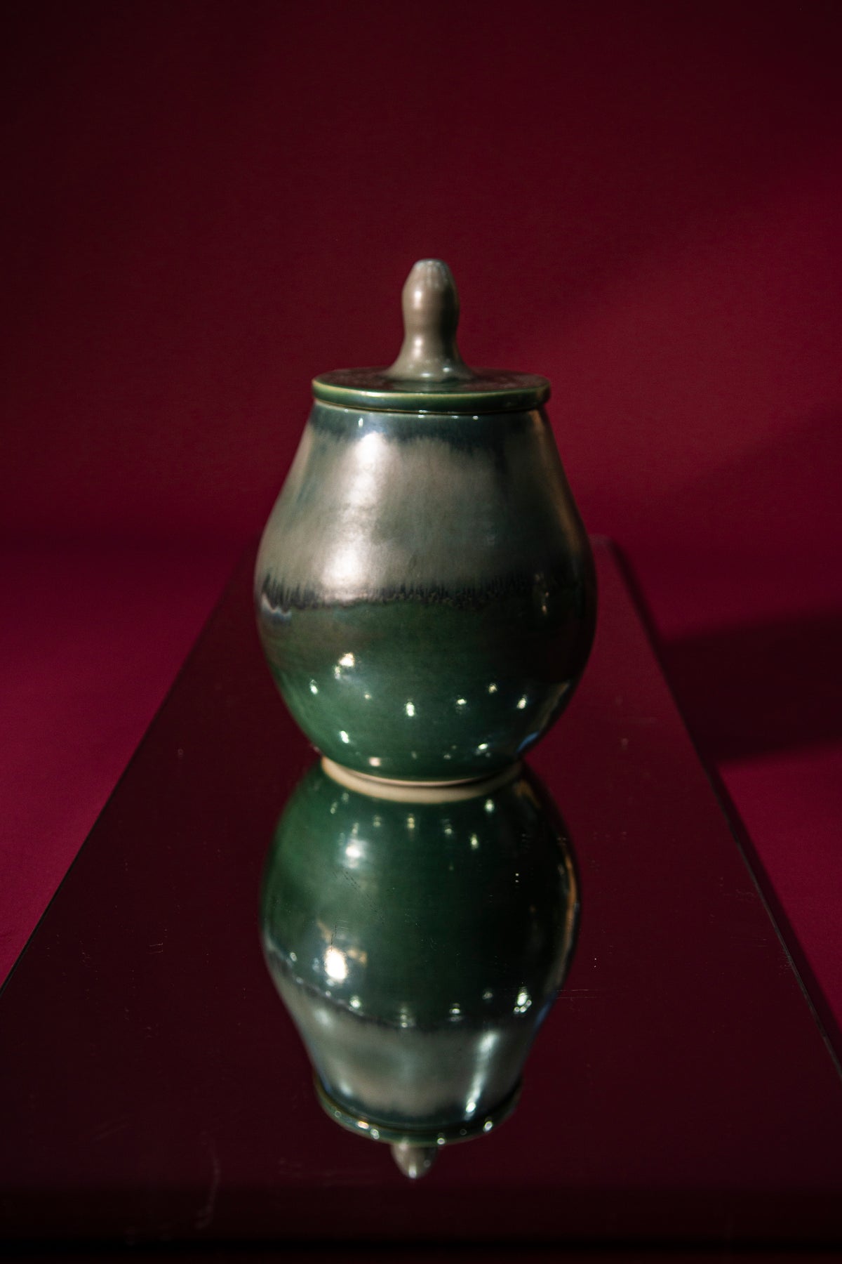 Lidded jar moss green