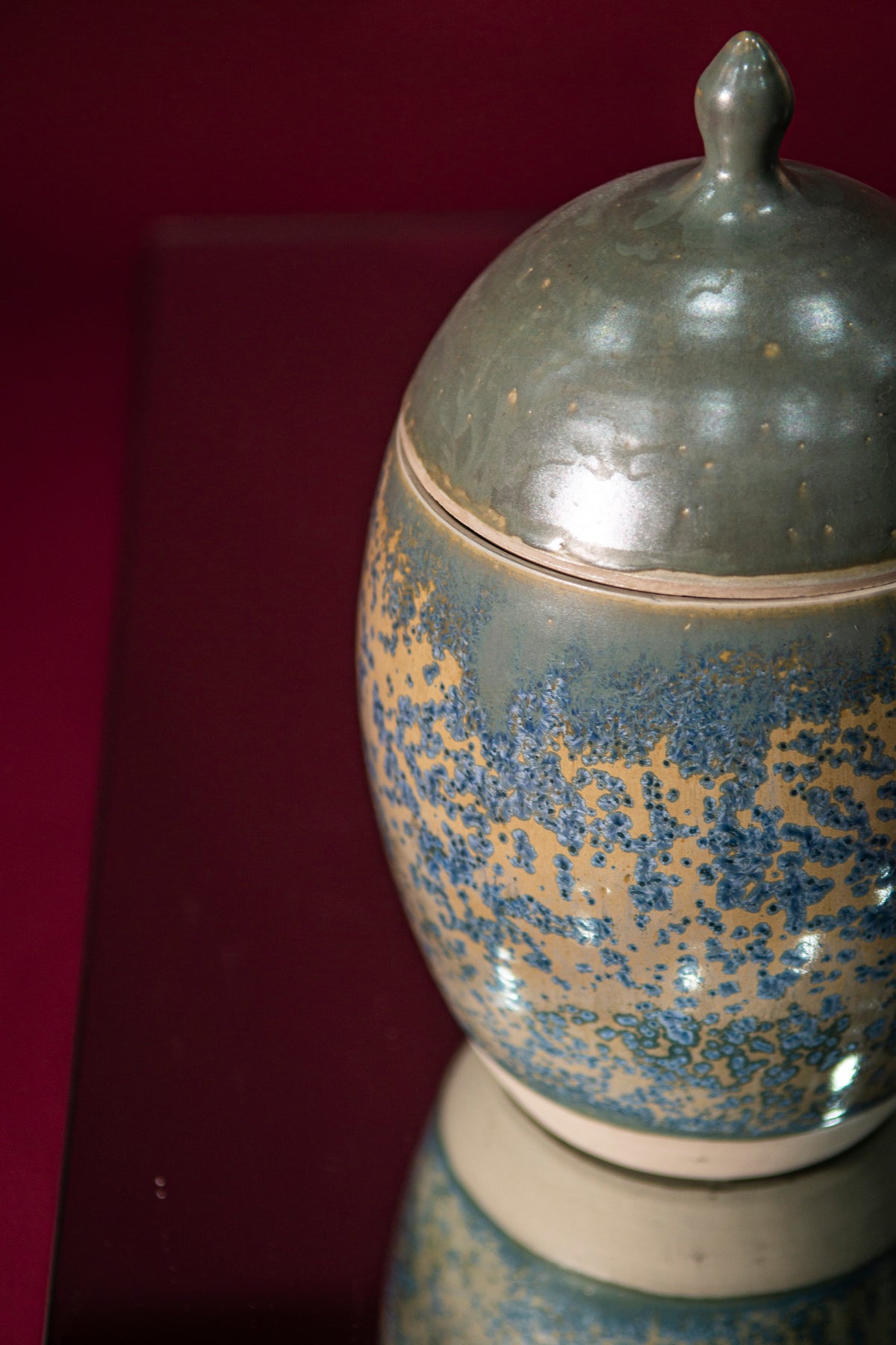Large Blue crystals Lidded jar