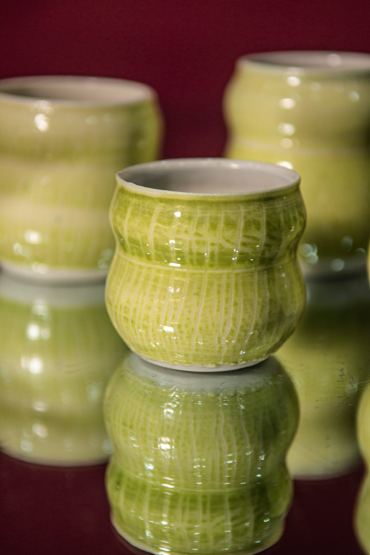 Set of 4 lime green cups