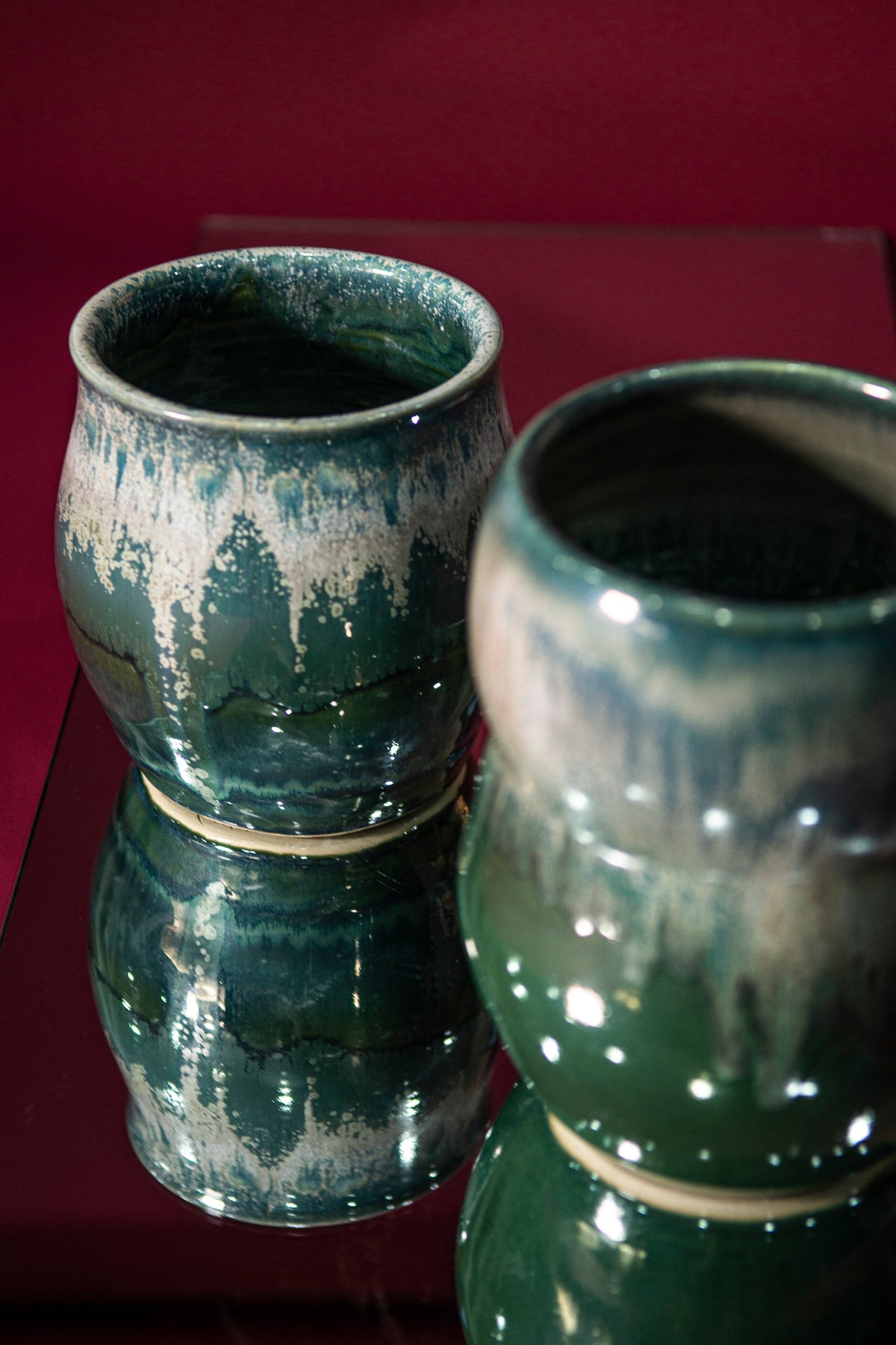 Crystals moss green plant pot