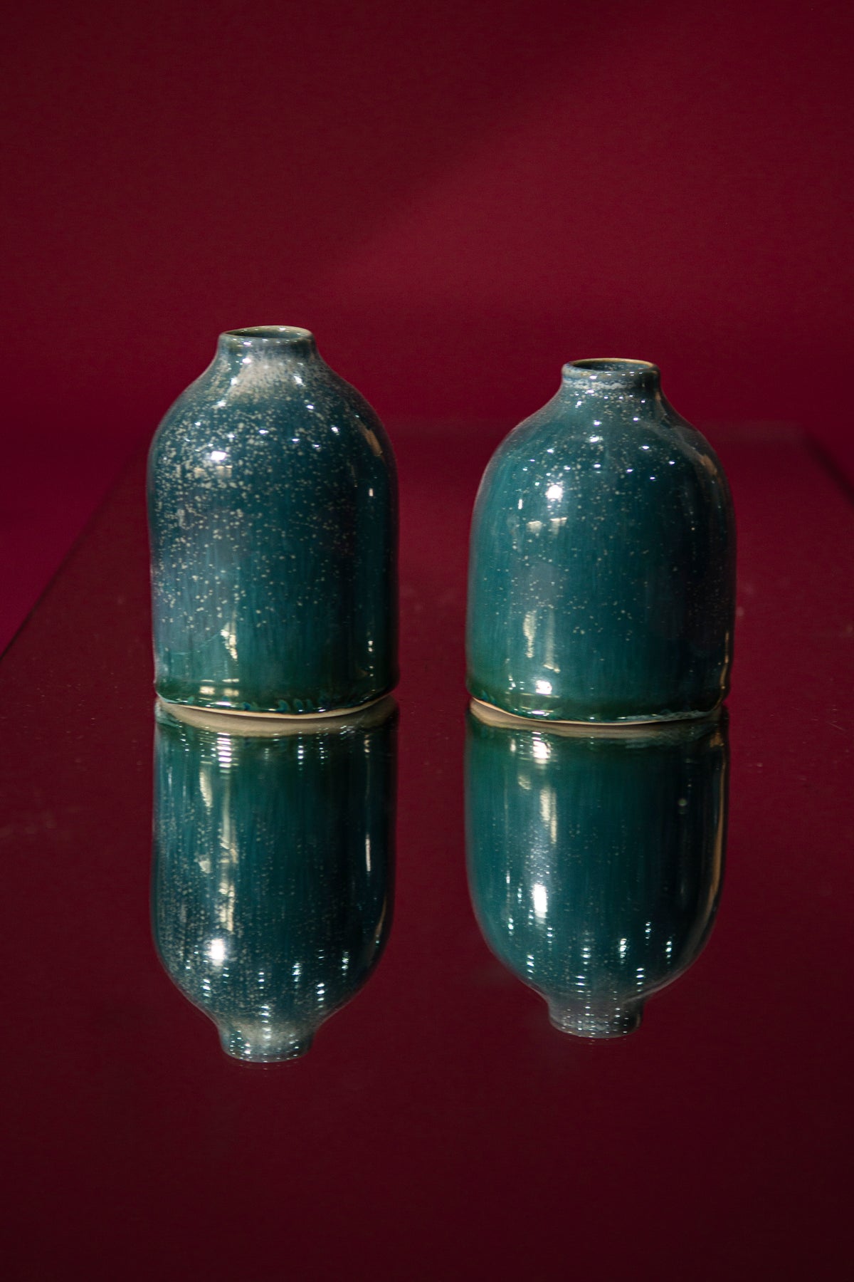 Pair of mini vases or candle holders Blue