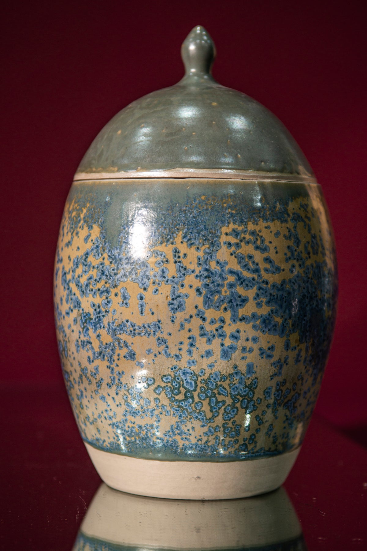 Large Blue crystals Lidded jar