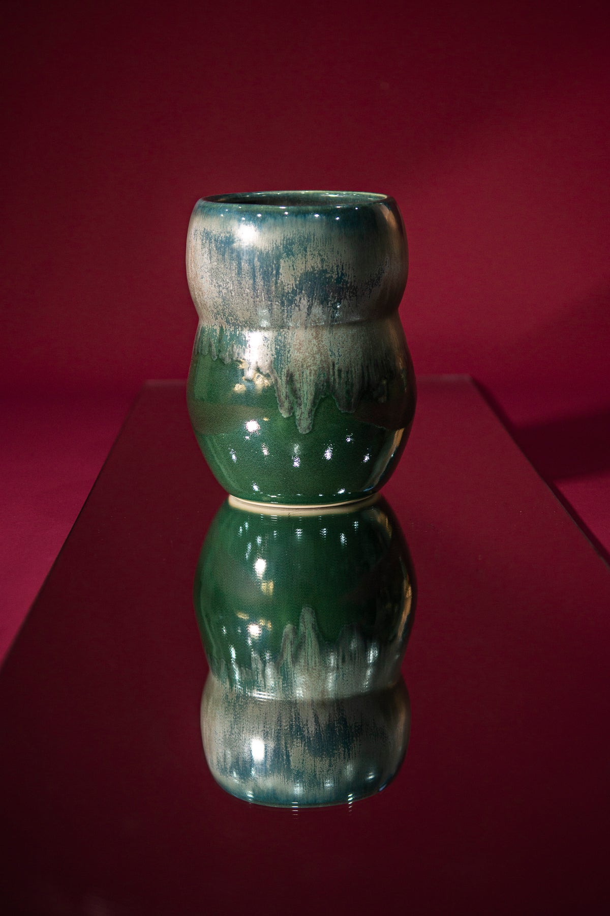 Crystal moss green flower vase