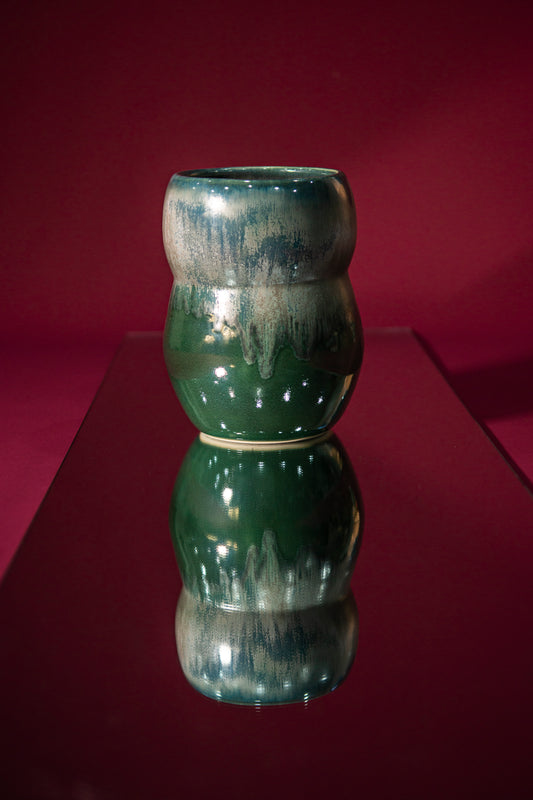 Crystal moss green flower vase