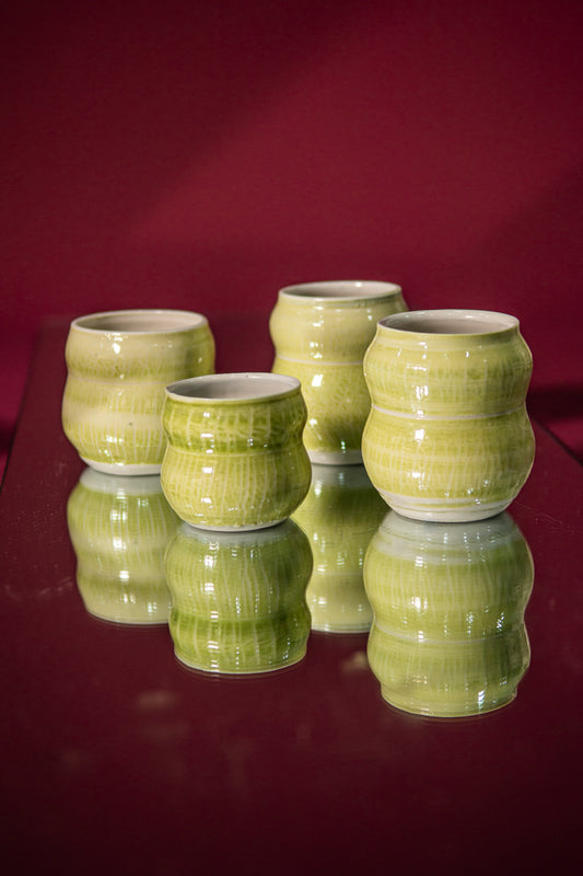 Set of 4 lime green cups