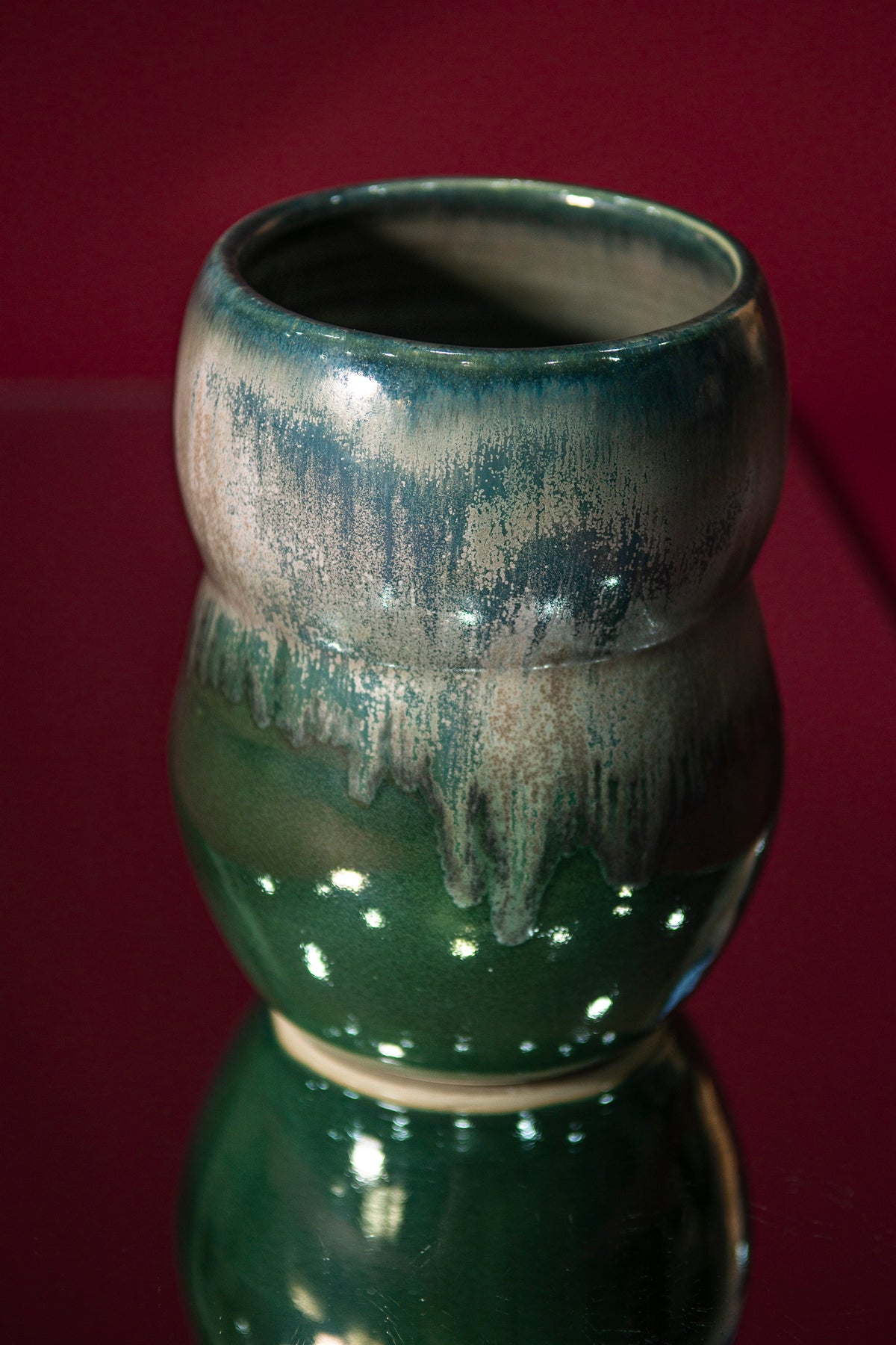 Crystal moss green flower vase