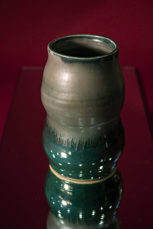 Large moss green flower vase